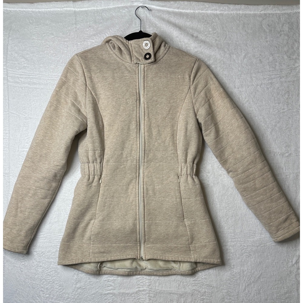 The North Face Jacket Womens Small Tan Quilted Fleece Lined Hooded Full Zip